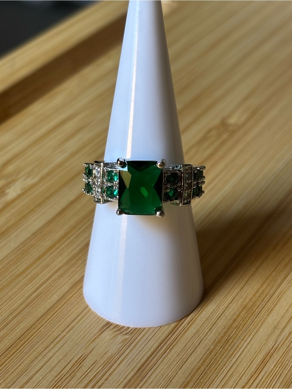 10k White Gold Emerald Cut Statement Ring